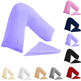 Buzzbuy V shaped pillowcase cover, 100% Poly-cotton Back & Neck Support Orthopaedic Pregnancy/Nursing V Pillowcase cover only (Lilac)