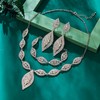 Flyonce Wedding Jewelry Set Rhinestone Crystal Bridal Leaf Necklace Link