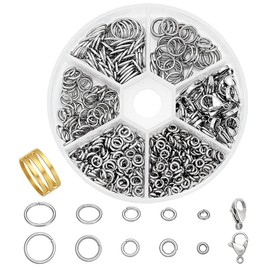 PandaHall Elite About 1160 pcs 4/5/6/8/10mm Stainless Steel Jump Rings with 30 pcs Lobster Claw Clasps for Earring Bracelet Necklace Pendants Jewellery DIY Craft Making, Stainless Steel Color