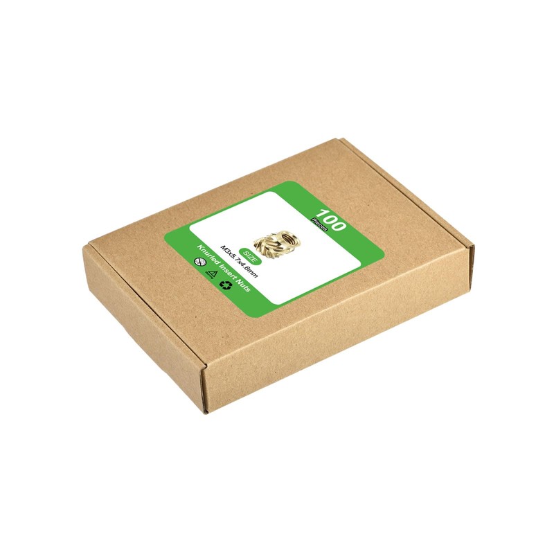 sourcing map 100Pcs M3x5.7x4.6mm Knurled Insert Nut, Brass Threaded Insert