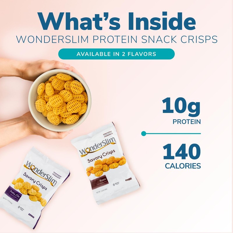 WonderSlim Protein Snack Crisps, Pizza Value Pack, 10g Protein, Gluten