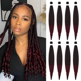 8 Pack Spiral Bump Braiding Hair Pre Stretched - 26" 90G/Pack Premium Pre Stretched Braiding Hair Extensions, Professional Itch Free Hot Water Setting Perm Spiral Bump Texture (1B/Bug)