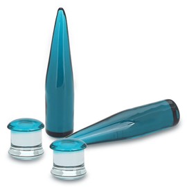 Stuppendux 4pc Blue 2Style Glass Ear Gauges Stretching Kit Tapers Plugs Piercing Stretcher 4G 5MM