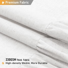 BTTN 78 Inch Long Shower Curtain - Farmhouse Thick Fabric Linen Shower Curtain Set with Plastic Hooks, Tall Rustic Country Cloth Shower Curtains for Bathroom with Ruffle Hem - White - 72x78