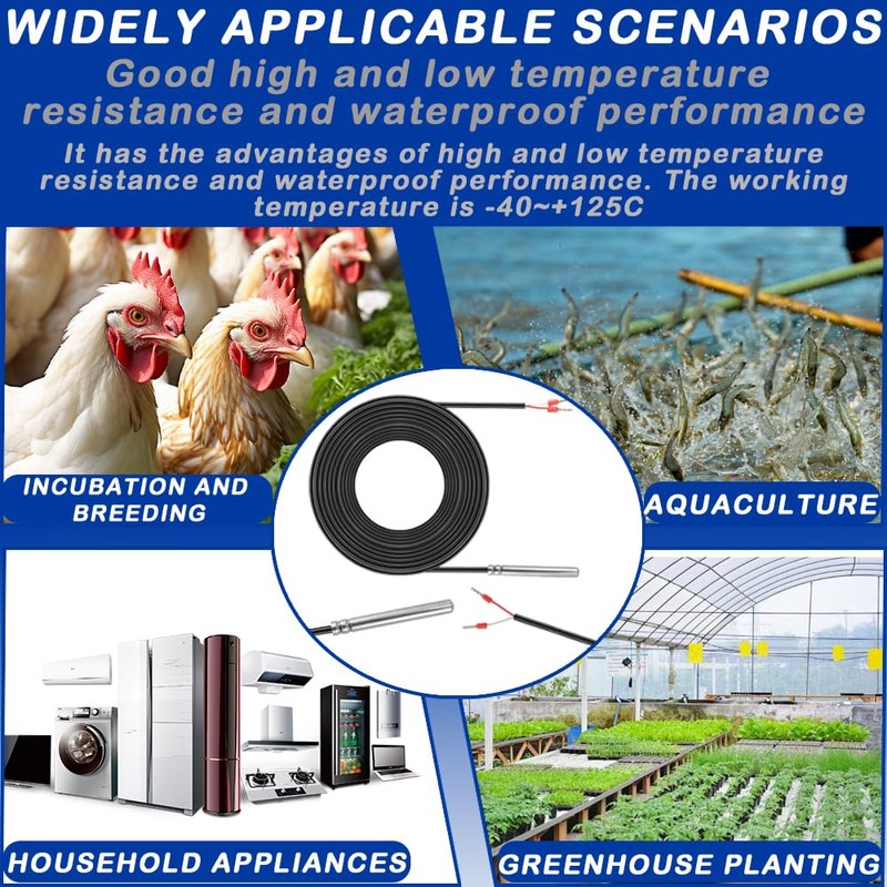 Cerkkapo 5M PT1000 Temperature Sensor, Waterproof PT1000 Temperature Sensor, PT