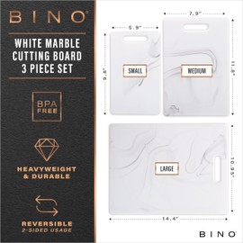 BINO Cutting Board - 3-Piece Chopping Boards | BPA-Free Plastic, Durable, Multipurpose, Dual-Sided, Dishwasher Safe, Easy to Clean | Charcuterie Accessories | Home & Kitchen Utensils