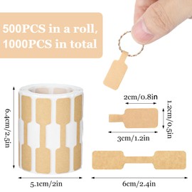 TIESOME 1000Pcs Blank Jewelry Price Tags Stickers, Self Adhesive Brown Blank Jewelry Price Labels Easy Peel No Residue Stickers for Small Business Jewelry Tags Kraft Bracelet Ring Crafts