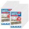 18 Pack Plastic Drop Cloth, 9 x 12 Feet Plastic
