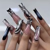IMRAIN Press on Nails Long Square Fake Nails Black French