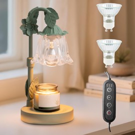 Flower Candle Warmer Lamp,Vintage Wax Melt Warmers Lamps with Timer Dimmer,Elegant Living Room Bedroom Home Decor for Women Birthday Anniversary Thoughtful Gifts