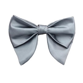 Lovacely Oversized Bow Ties for Men, Pre Tied Adjustable Satin Silk Bow Tie Solid Color Formal Tuxedo Double Layer Big Bowtie, Silver Blue, One Size