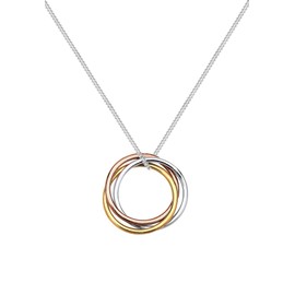 Elli Women's 925 Sterling Silver Gold plated Rose Gold Trio Circle of Life Pendant Necklace