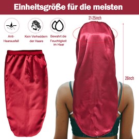 Pack of 4 Long Satin Floppy Hat, Black Oversized Silk Floppy Hat for Natural Hair, Women Night Sleep Floppy Hat, Black, red, leopard, floral