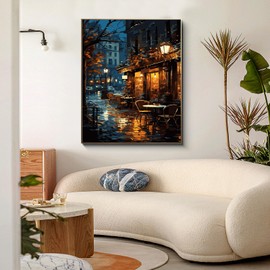 PRASIO Paint by Numbers Kit for Adults Beginner, Coffee Street Adult Paint by Number Kits, DIY Acrylic Paint by Numbers Kit for Adults Canvas for Home Decor Gift 16x20 Inch