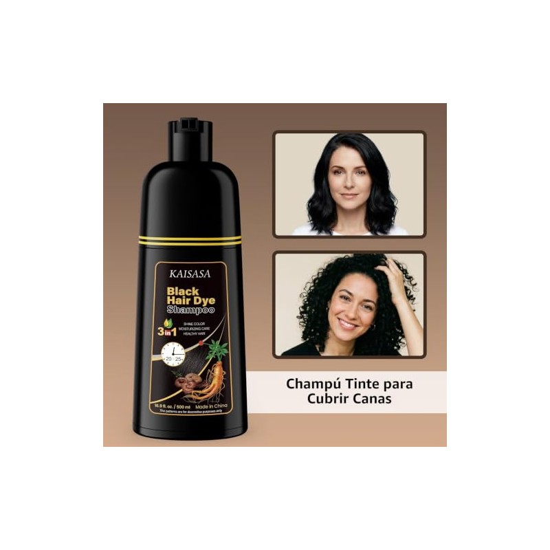 Meidu Champú Teñir Cabello Cubrir Canas Tinte Negro Natural Mujeres