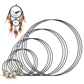Pack of 15 Metal Rings Black 10/15/20/25/30 cm Metal Rings for Crafts, Decorative Rings for Hanging Wire Rings for Crafts, Metal Rings Wire Rings Decorative Rings for DIY Dream Catcher Garlands
