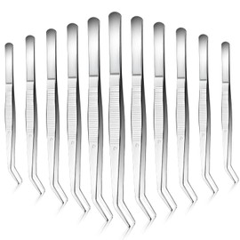 Aemygo 35 Pcs Carbon Steel Tweezers with Curved Serrated Tip, Multipurpose Craft Tweezers Non-Slip Forceps for Sewing Repairing