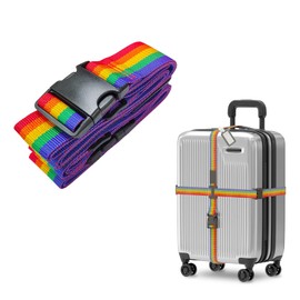 JYSDCXC Luggage Strap Suitcase Strap – Suitcase Strap Cross Strap Rainbow Adjustable Luggage Strap for Secure Closure with Luggage Tag with Address Label