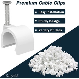 Easytle Cable Clips 10mm Nail in Cable Holder Clip 100 Pcs Cable Wire Clips Cable Tacks Coax Speaker Clips Cable Nails for Cords Cable Clamps Ethernet Cord Clips RG6 RG59 CAT6 RJ45 Wall Wire Organizer