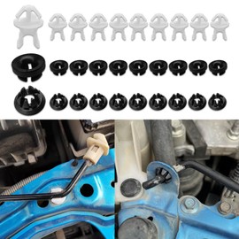 Rebvugr 30PCS Hood Prop Rod Holder, Car Hood Holder, Black White Hood Rod Grommet Clips, 91503-SS0-003 91604-SD2-013 Car Engine Hood Stay Clips Compatible with Honda Accord Odyssey (30PCS)