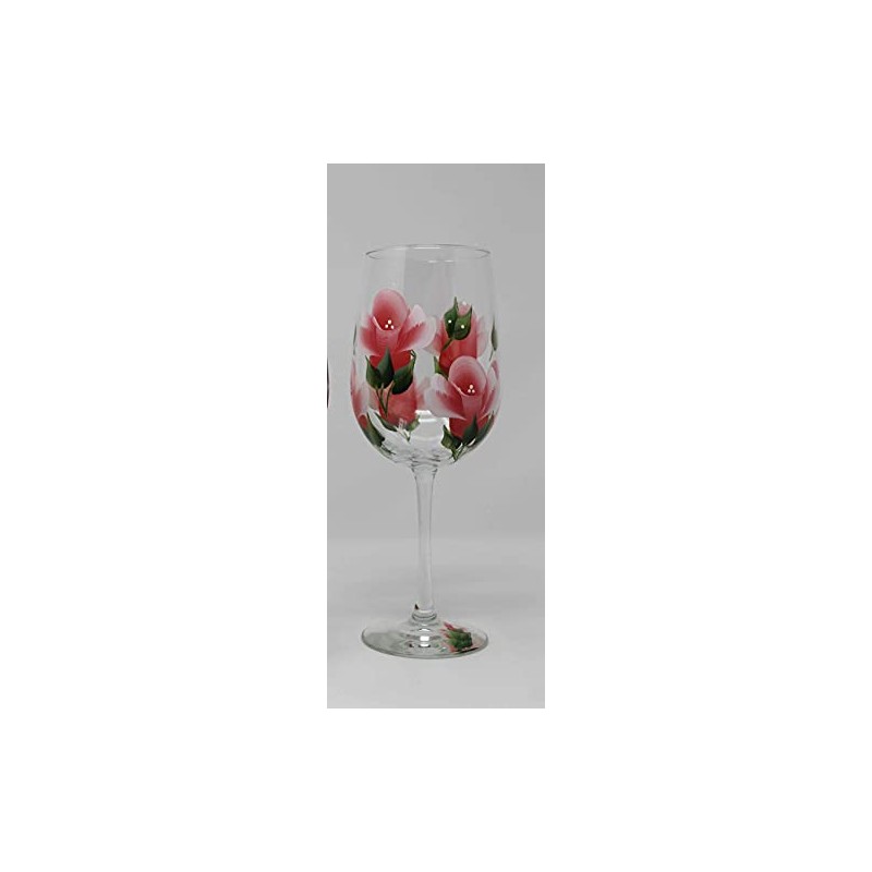 Hand Painted Wine Glasses - Coral Roses (Set of 2)