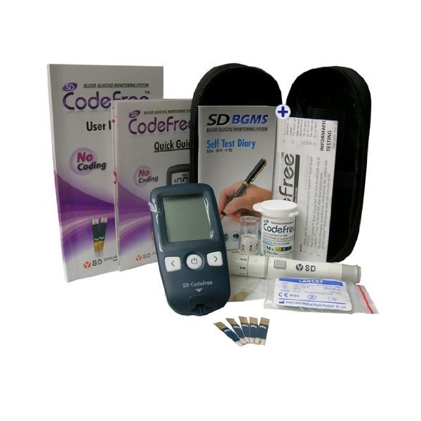 Codefree Blood Glucose Monitor | Diabetes Monitoring Meter Tester | Blood Sugar Testing Kit with Strips, Lancets, Case - in mmol/L