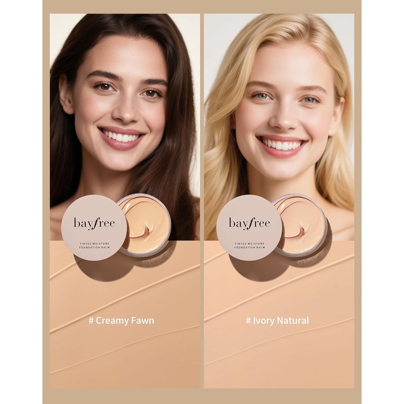bayfree Tinted Moisture Foundation Balm, Foundation 24-Hour Long-Term Hold, Moisturiser,