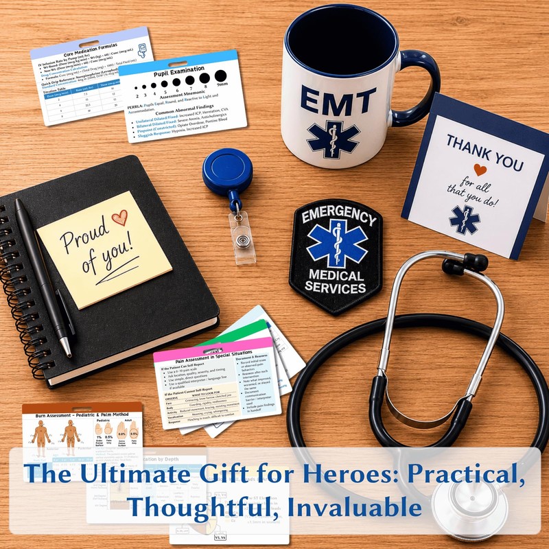 EMT Badge Cards Set of 13 Double-Sided, EMT Accessories Quick
