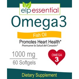 ELP ESSENTIAL ELP ESSENTIAL Fish Oil Omega 3 Fish Oil 1000 mg Softgels 60 Count