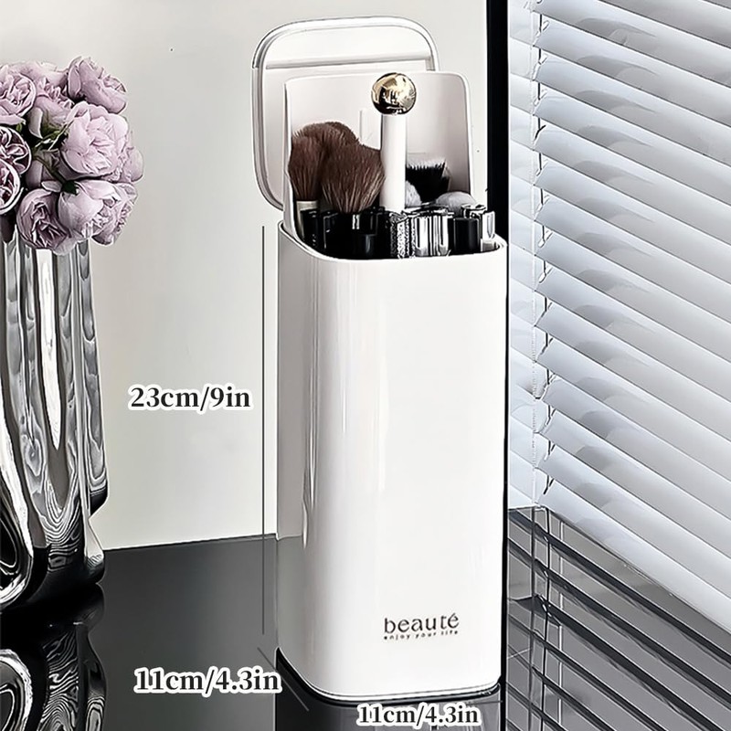 Esdallina Automatic Lifting Makeup Brush Holder with Lid Dustproof Cosmetic