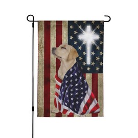 Yellow Labrador Retriever American Patriot Garden Flag 12.5"X18" Double Sided Outdoor Outside Decorations House Decor Flags