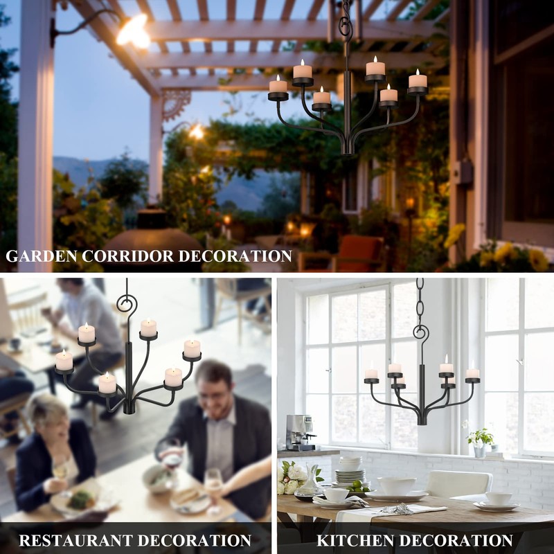 smtyle Tea LED Light Black Chandelier Tealight Candle Holders for