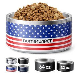 Dog Bowl, HomeRunPet Dog Food Water Bowl with Non-Slip Rubber Base, Metal Insulated Stainless Steel Dog Bowls, Double Wall Dog Bowl for Small Medium Large Dogs, Durable, Dishwasher Safe, 32oz