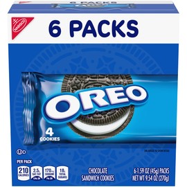 OREO Chocolate Sandwich Cookies, 6 Snack Packs (4 Cookies Per Pack)