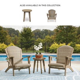 Signature Design by Ashley Bradstreet Bay Casual Weather Resistant Eucalyptus Wood Outdoor End Table with Slatted Top, Light Brown