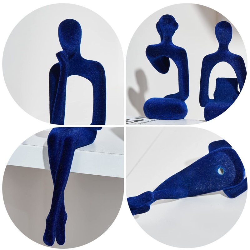 Octdays Blue Thinker Statue for Home Decor Modern Minimalist Sculpture