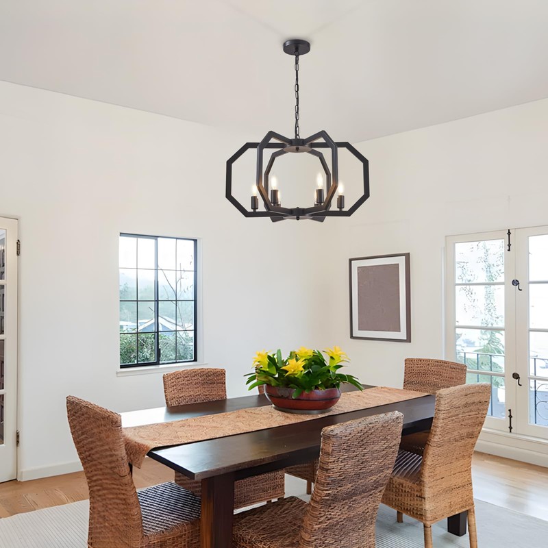 Lanhall 6 Light Farmhouse Chandelier Black Dining Room Light Fixture