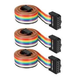 DMiotech 3 Pack 10 Pin IDC Ribbon Cable 48cm 2.54mm Pitch Breadboard Jumper Cable for Electronic Projects
