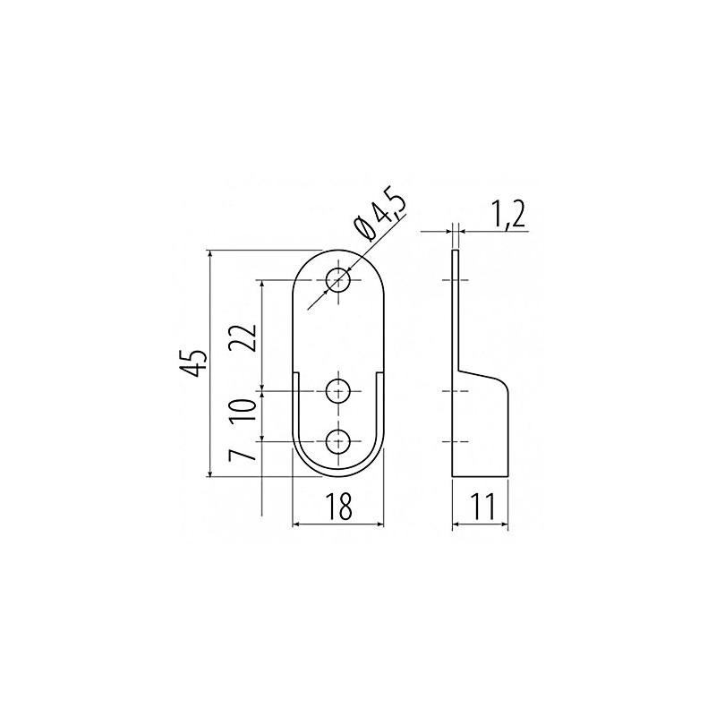 Oval Tube Rail Wardrobe Holder Bracket Support 45x18x11mm Chrome