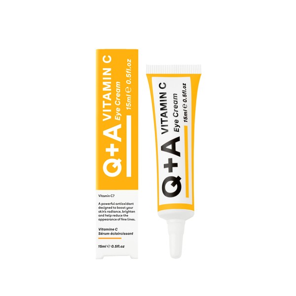 Q+A Eye Cream with Vitamin C, a combination of vitamin C, cherry extract and glycogen, invigorates and moisturises sensitive skin and antioxidants, 15 ml