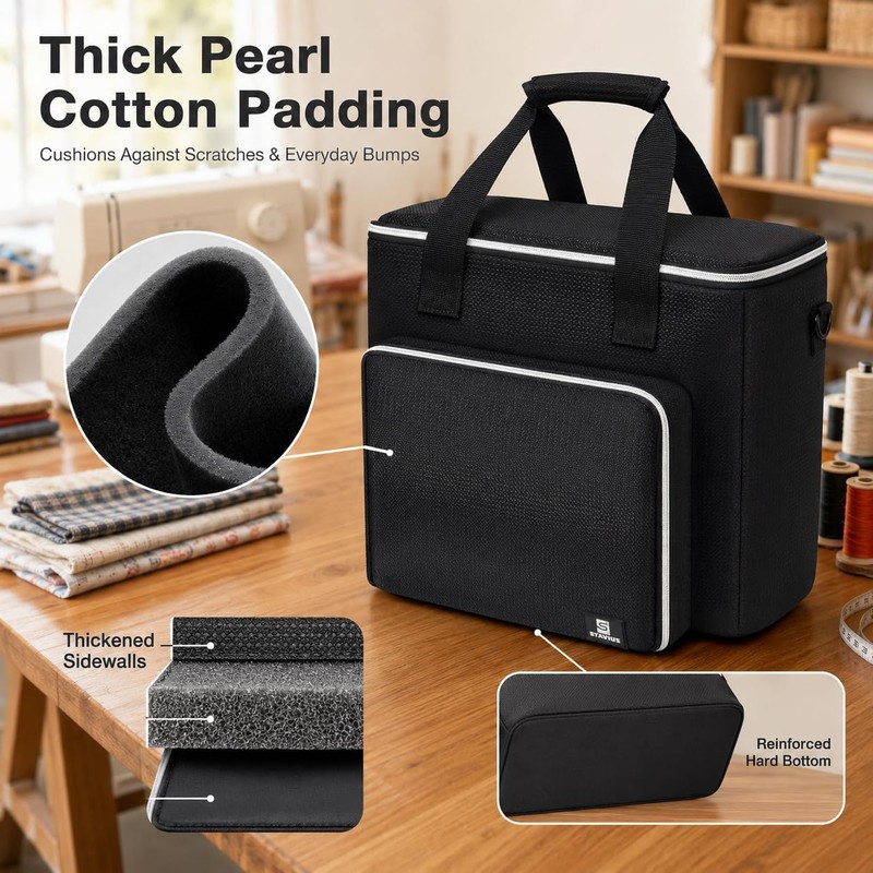 Steadtep 2-in-1 Sewing Machine Carrying Case with Removable Top Cover
