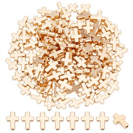 CRAFTYMELODY 440Pcs Gold Cross Beads, Crucifix Cross Spacer Beads Holy Charm Bulk Plastic Crucifix Loose Bead Accessories for Bracelets Necklaces Jewelry Making DIY Crafts
