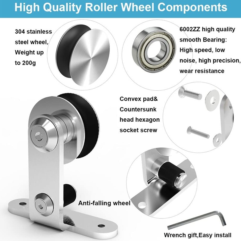 CCJH Sliding Barn Door Hardware Hangers Only 2pcs Stainless Steel