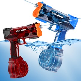 2P Strongest Electric Water Pistol with 400 Ammos, Beforalla Transparent Automatic Squirt Guns High Powered IP67 Waterproof, Bodinator Classic Water Gun Summer Pool Toys for Kid/Aldult