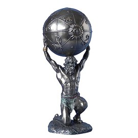 Parastone Decorative Figurine Titanium Atlas with Heavenly Sphere Bronzed Decorative Item Bronze Effect Height: 29 cm