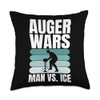 Auger Wars Man Vs Ice Ice Fishing Throw Pillow