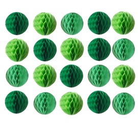 20pcs Honeycomb Decoration Paper Flower Balls Tissue Paper Pom Poms for Baby Shower Birthday Wedding Home Decor (6inch, Green Set)