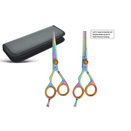 Left Handed Hairdressing Scissors Professional Hair Cutting Scissors Kit/Thinning Shears/Barber Scissor/Hair Scissors -5.5" Texturing Scissor,Thinning Scissors for Men Women