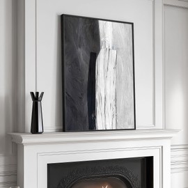 Framed Black and White Abstract Wall Art, Modern Large Canvas Paintings Artwork for Walls, Minimalist Art Prints Pictures for Living Room Hallway Bedroom Office Bathroom Art Wall Decor 24x36 Inch