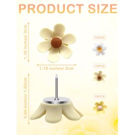 Cute Flower Push Pins,30 Pcs Decorative Push Pins for Cork Board Yellow and White Fun PushPins for Bulletin Boards Flower Thumb Tacks for Wall Photos,Posters,Map Pins Offices Schools Supplies